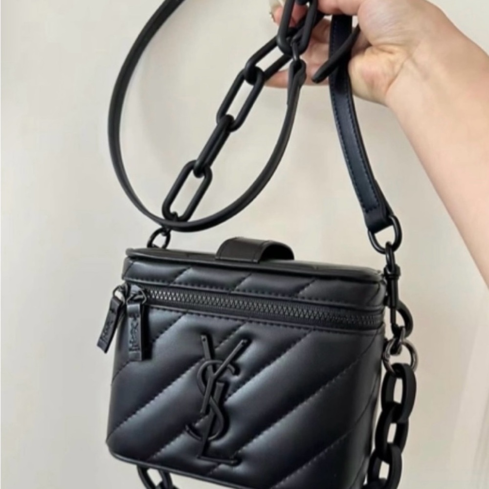 Yves Saint Laurent Black Vanity bag with chain.